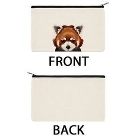 WIRESTER Canvas Zipper Makeup Bag, Cosmetic Pouch, Organizer Case for Women Girl, Multi-Purpose Travel Cosmetic Bag - Red Panda