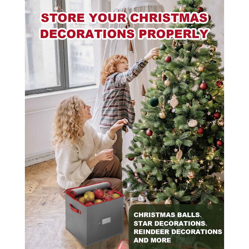 ArkCamp Christmas Ornament Storage Box with Dividers, 4-Tier Design with