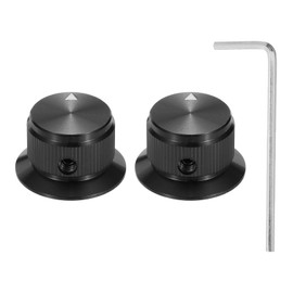 sourcing map 2 Pcs Aluminium Potentiometer Knobs, 1/4" (6mm) Universal Volume Tone Control Knobs with Arrow Indicator for Guitar, Bass, 9/16" Black