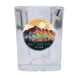 R and R Imports Salt Lake City Utah Design B Souvenir 2.5 Ounce Shot Glass Square Single