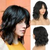 Aisaide Short Wigs for White Women Black Wavy Wig With