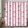 UMACWIN Pink Bow Shower Curtain with Hooks Decorative, Aesthetic Cute