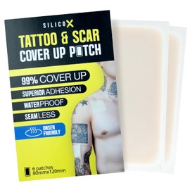 Waterproof Vitiligo Birthmark Tattoo Cover Sticker (Brown Skin Tone, 6Pcs) - Onsen Friendly Sticker, Sweatproof Tattoo Cover-Up, Breathable Concealer Sticker by SilicoX