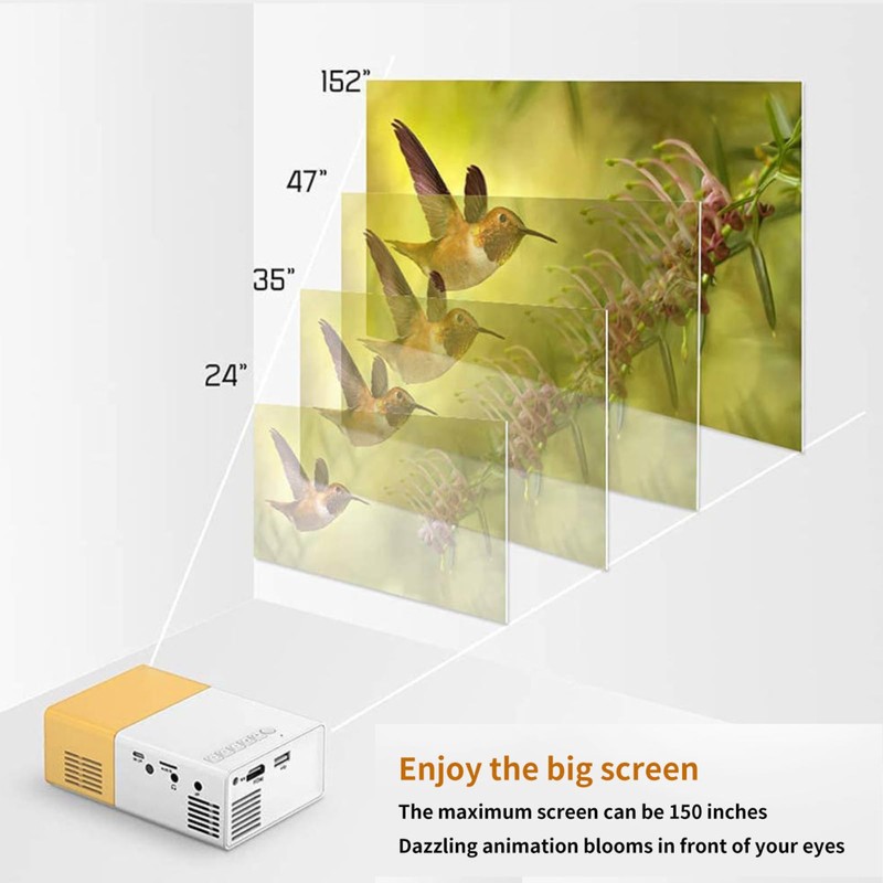 Generic Mini LED Projector Portable 1920x1080 Resolution Large Screen LED