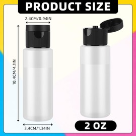 Honeydak 80 Pack 2 oz Plastic Squeeze Bottles with Black Flip Top Caps, Empty Paint Bottles for Paint Mixing, Hand Sanitizer, Liquids, Shampoo, Lotion, Essential Oils