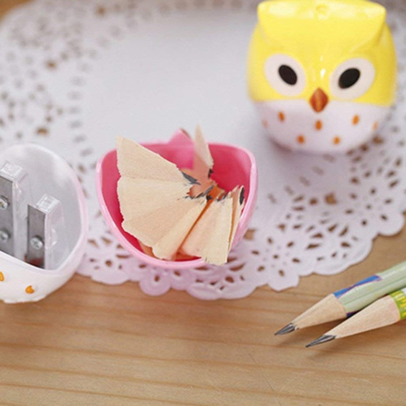 Xrten 4 Pieces Cartoon Animal Owl Pattern Two Holes Pencil