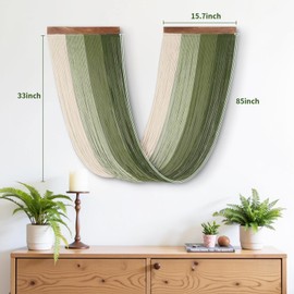 lokeisna Large Macrame Wall Hanging, Macrame Room Decor Wall Art, Boho Wall Decor Tapestry for Bedroom above Bed Wall Decor Living Room, Tapestry Fashional Gift, 33"x15" Large Macrame Decor Green