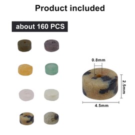 NBEADS 160 Pcs 8 Types Natural Heishi Stone Beads, Disc Spacer Beads Flat Round Loose Stone Beads for Bracelet Earrings Necklace and Jewelry Making