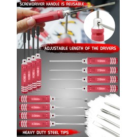 OGRC Tool Kit - Screwdriver Set (Flat, Phillips, Hex) RC Work Stand, 522PCS Screw Kit, Pliers Set, Body Reamer, Wrench, Tray, Repair Tools for RC Car Boat Quadcopter Helicopter (Black) – 26pcs (Red)