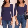 WOWENY Thermal Shirts for Women Square Neck Fleece Lined 3/4