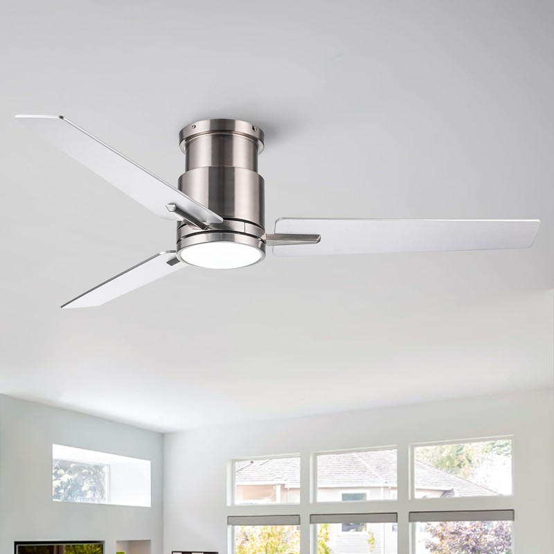espidoo 52" Low Profile Ceiling Fan with Light: Brushed Nickel