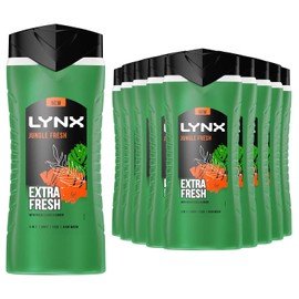 Lynx Lynx 3-in-1 Shower Gel Jungle Fresh 12 Hours of Long Lasting Refreshing Fragrance Body Wash with Plant-Based Moisturisers for Men for Naturally Soft Skin, 500ml Pack of 12