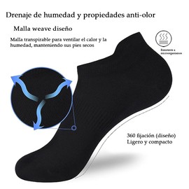 8 Pares Calcetines Deportivos para Hombre y Mujer,Calcetas Deportivas Algodon Transpirables,Calcetines bajos antideslizantes duraderos (MX/US, Alfa, Mediano, Regular, Regular, Negro/Blanco)