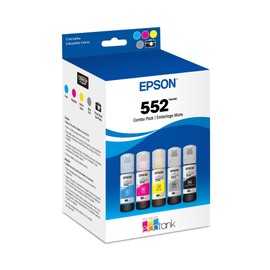 Epson EPSON 552 EcoTank Ink Ultra-high Capacity Bottle Five Color Combo Pack (T552920-S) Works with EcoTank Photo ET-8500, ET-8550
