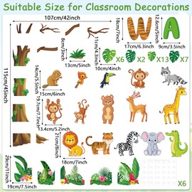 gisgfim Jungle Animals Tree Bulletin Board Set Classroom Decorations Back to School Safari Animal Leaves Cutouts Wild About Jesus Christian Wall Chalkboard Decor for Sunday School Teachers Supplies