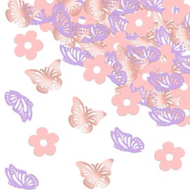 QZKJQDD Butterfly Confetti, Pack of 100 Birthday Decoration, Birthday Decoration Table, Confetti Birthday, Suitable for Birthday Parties, Weddings, Scatter Decorations etc. (Rose Gold + Colour)