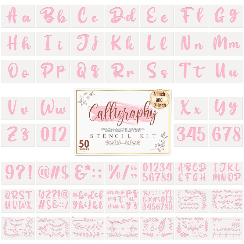 Patemby 50PCS Calligraphy Stencil Template Kit - 4 Inch and