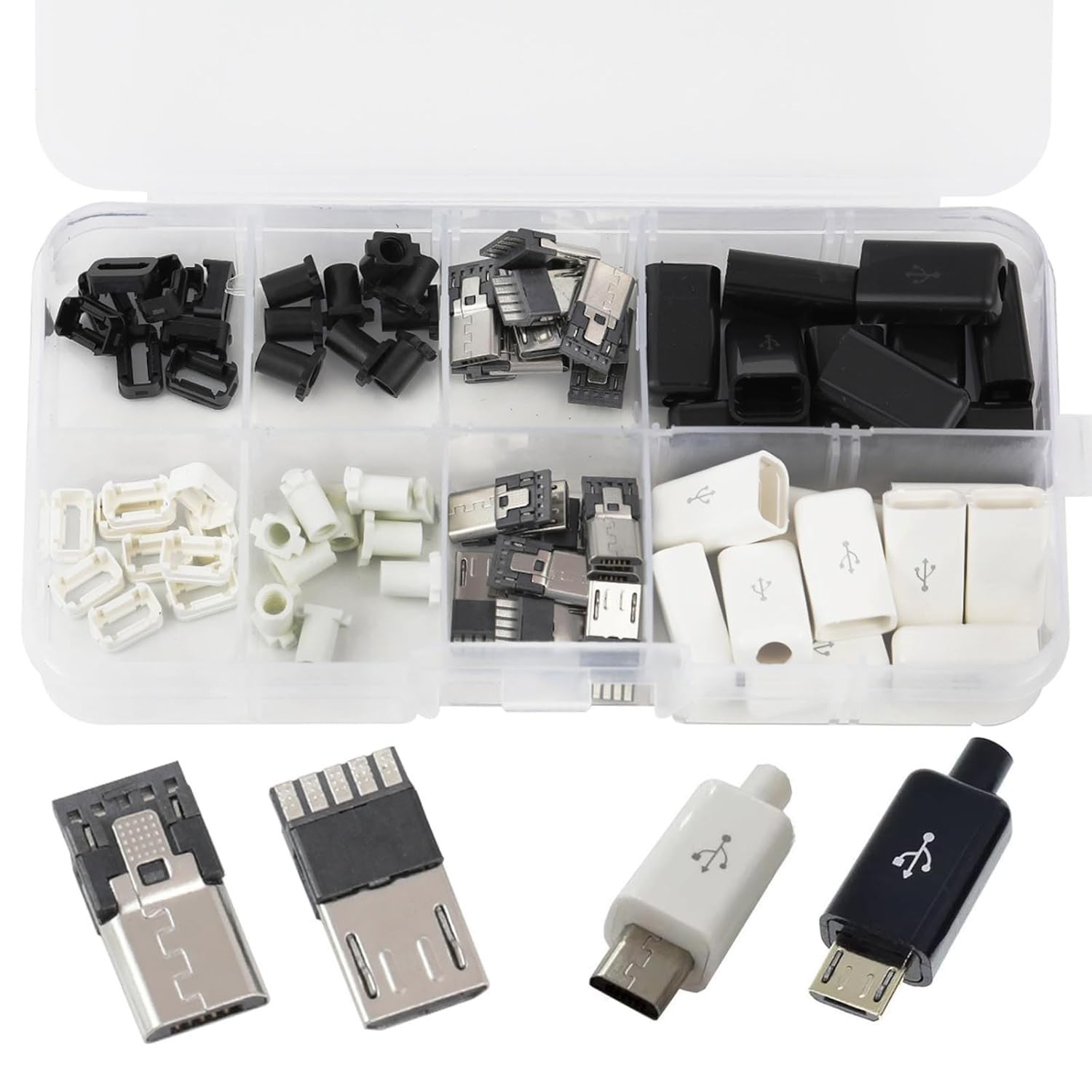 PENGLIN 20 Sets Micro USB Male Connector with Plastic Cover, USB Type B ...