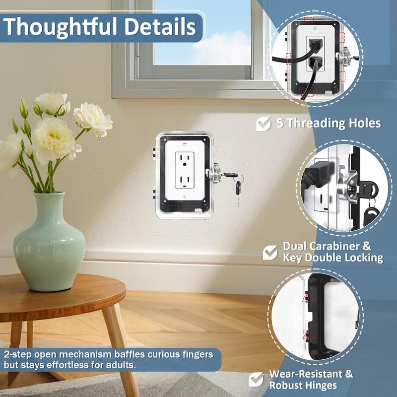 PILISPARK Child Proof Outlet Lock Box with 2 Durable Keys