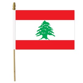 12 Pack Small Lebanon Flag Stick 5.3'' x 8.3'' - Handheld Lebanon Flags with Wooden Sticks Spear Top, Mini Country Flag Hand Waving Sticks for National Day Lebanon Party Decorations