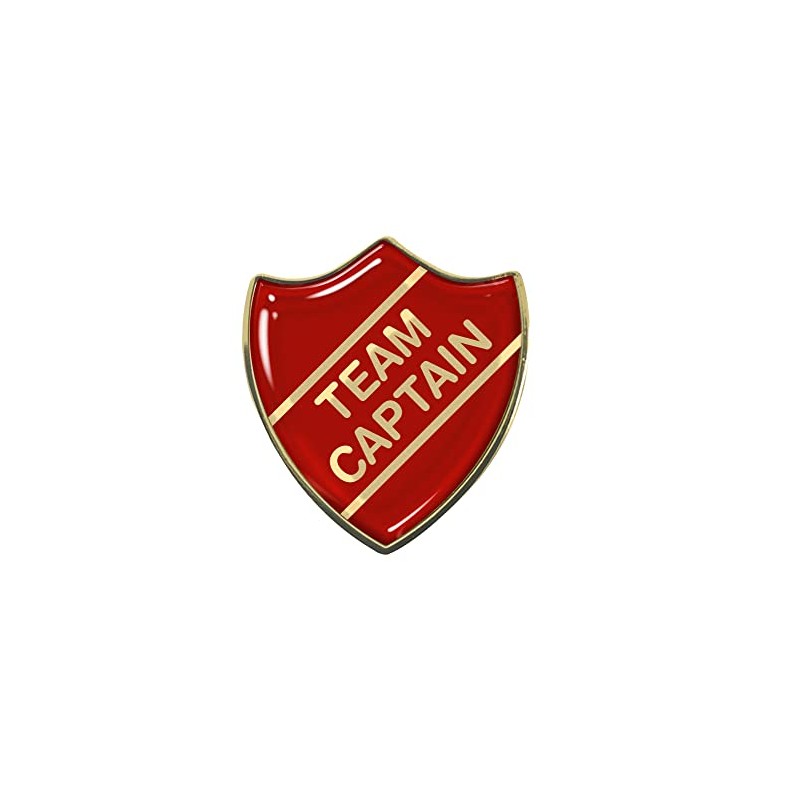 Team Captain Red School Shield Badge