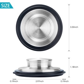 2PCS Kitchen Sink Stopper - Stainless Steel, Large Wide Rim 3.35" Diameter - Fengbao
