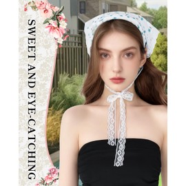 Popizard Headband for Women, Blue Flower Country Scarf Headband Pastoral Style Hairband with Breath Comfortable Hair Band Travel