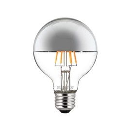 Sunlite LED G25 (G80) Edison Half Chrome Globe Light Bulb, 6 Watts (60W=), Standard E26 Base, 530 Lm, Dimmable, Decorative Silver Bowl, Anti-Glare, Title-20 Compliant, 2700K Soft White, 1 Pack