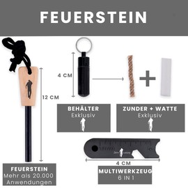 John Lossag - Fire Steel Outdoor Set - Flint, Kienspan, Survival Equipment for Camping