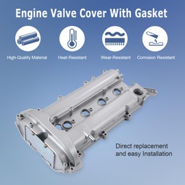 Engine Valve Cover with Gasket Aluminum Compatible with 2010-2017 Buick Lacrosse Regal Verano Chevy Captiva Sport Equinox Impala Malibu GMC Terrain 2.4L L4 Replaces# 12610279 1261-0279