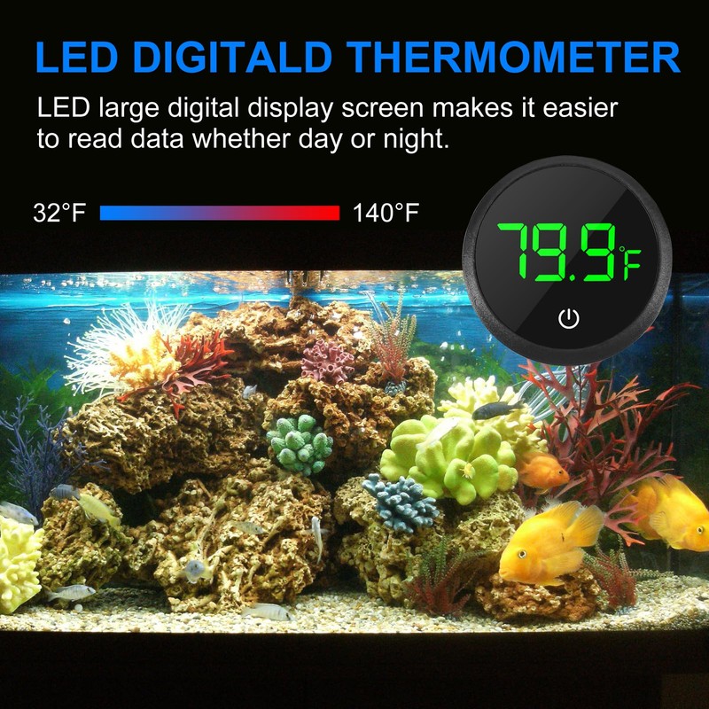 2Pcs Digital Aquarium Thermometer Fish Tank Digital LED Display Thermometer