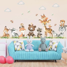 SMAOSTORE Wall Sticker, Bear, Giraffe, Zoo Sticker, Stylish, Cute, Animal, Children, Room, Bedroom, Kindergarten, Classroom, Background, Waterproof, Removable Wallpaper, Wallpaper, Stickers