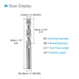 CoCud Carbide Solid Drill Bit 3.25mm Diameter K35 Tungsten Carbide Precision Short Length Twist Drill Bit for Applications Stainless Alloy Metal 1pc