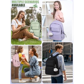 FIORETTO Backpack Womens School Bag Girls Boys, Lightweight Water-Resistant Fits 15.6” Laptop Large Capacity Rucksack with Anti-Theft Pocket, Ideal for School College Commuting Travel Green