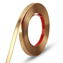 Gaahing 196.8" x 0.5" Brushed Gold Molding & Wall Trim, Flexible Peel and Stick Decorative Strip for Tile, Mirror, Ceiling, Floor, Panel, Cabinet