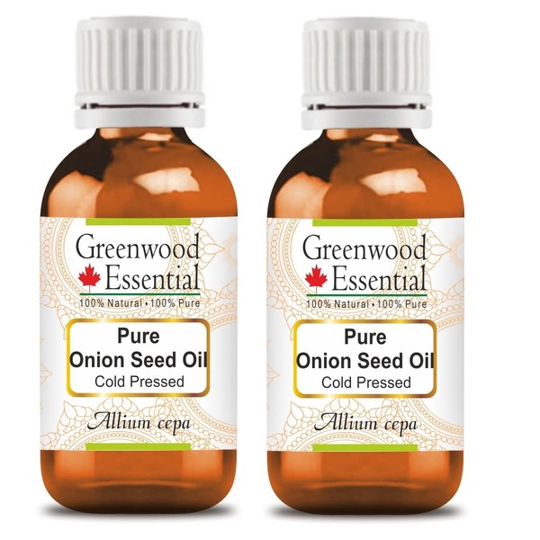 Greenwood Essential Pure Onion Seed Oil (Allium cepa) Natural Therapeutic Quality Cold Pressed (Pack of Two) 100 ml x 2 (6.76 oz)