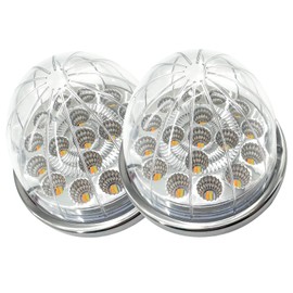 dreamdragon 2PCS 17-LED Dual Revolution Amber to Purple Turn Signal & Marker Lights, Clear Lens & Stainless Steel Bezel for Freightliner, Ke-nw-or-th, Peterbilt, Trailer, Heavy Truck