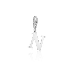 AKA Gioielli® - Letter Charm Alphabet in 925 Silver Rhodium-Plated Pendant with Initials, Sterling Silver