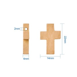 Pandahall 50 Pieces Natural Unfinished Wood Cross Pendants 2.2x1.6cm Mini Cross Beads for DIY Jewelry Making