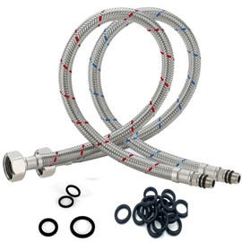 2PCS Flexible Hose Pipe Tails, 60cm M10 x 1/2 Inch Flexi Braided Tap and Inlet Valve Connectors, Easy Fit Plumbing for Toilet, Sink, and Water Systems