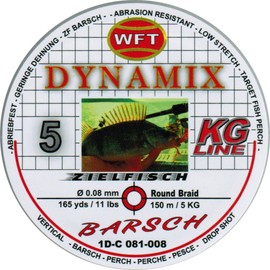 WFT Round Dynamix Perch Red 150 m, Braided Line for Bass Fishing, Predator Line, Red Fishing Line, Diameter/Load Capacity: 0.08 mm/5 kg Load Capacity