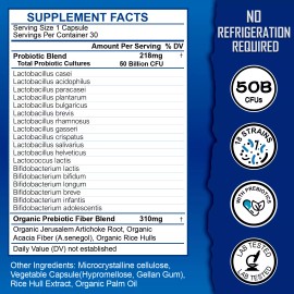 Probiotics+Prebiotic 50 Billion CFU Potency Digestive Gut Health Support