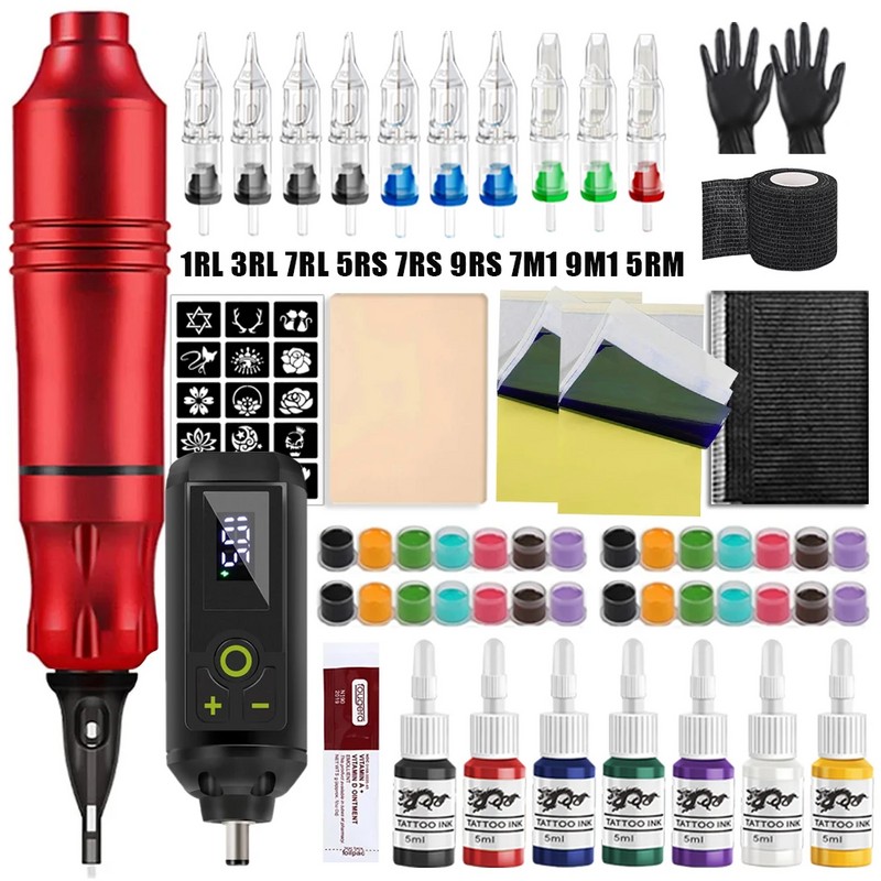 Wireless Rotary Tattoo Pen Kit for Body Art Practice –