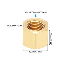 PATIKIL 1/8" NPT Female Brass Pipe Fitting Cap Set, 10Pcs Outer Hex Thread Socket Plug Ends Sealing Cap Stop Valve Connector with Rubber Gasket for Faucets Tap Irrigation System