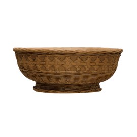 Creative Co-Op Decorative Debossed Cement Bowl/Planter with Woven Design