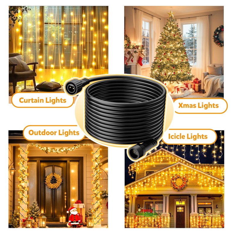 cshare Extension Cords for String Lights Inflatable Decorations, 2 Pin