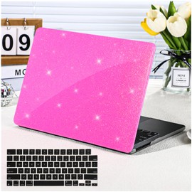 Funut Glitter for MacBook Air 13 inch Case M5 M4 M3 M2 2026 2025-2022 A3449 A3240 A3113 A2681, MacBook Air 13 Cover Women Girls Shiny Sparkle Bling PU Leather Hard Shell Case & Keyboard Cover, Rose