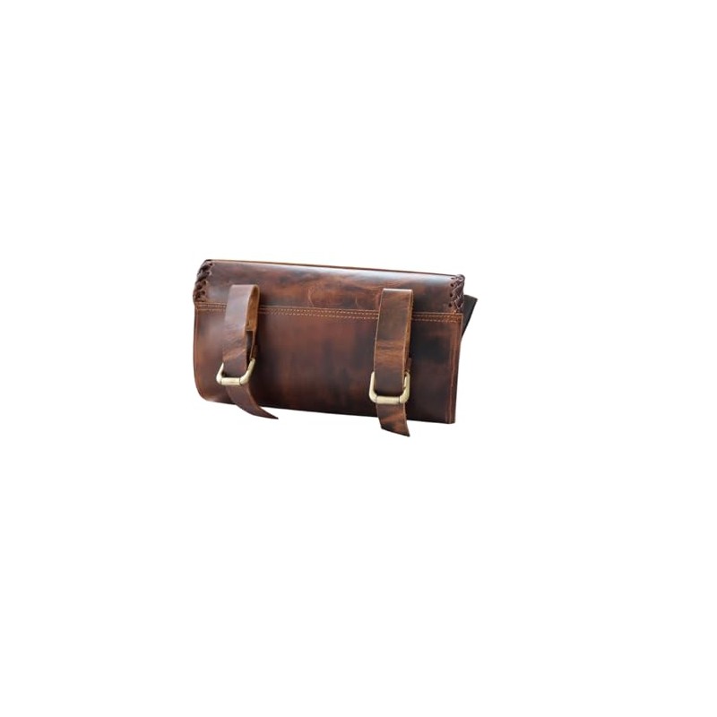 american blue Buffalo Leather Handlebar Saddle Motorcycle Bag Bicycle Tool