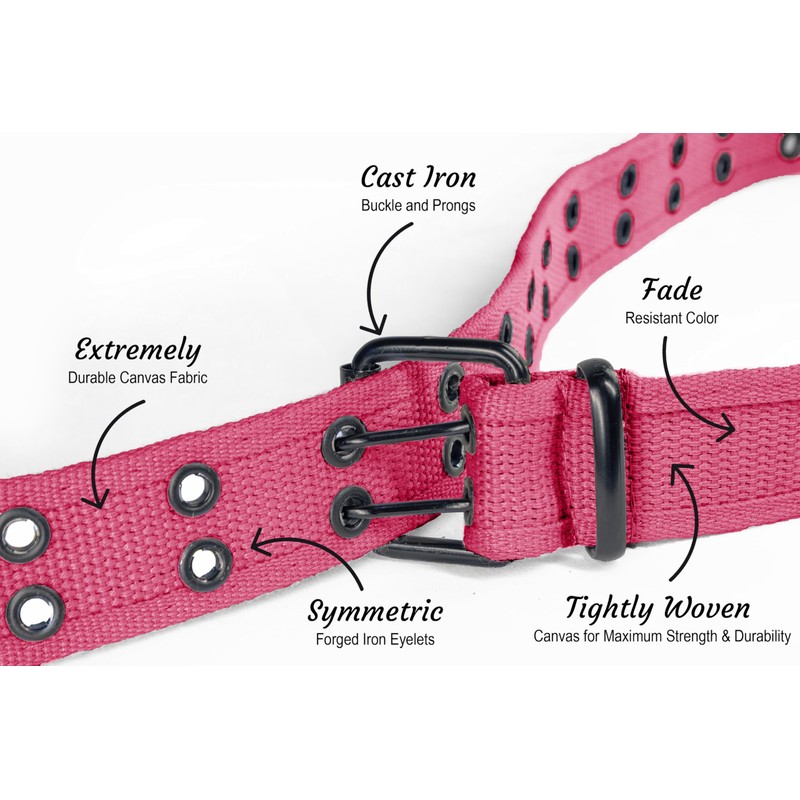 Canvas Double Grommet Hole Belt, Unisex, Double Prong Belts for