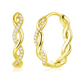 Loutade Silver Hoop Earrings for Women, 925 Sterling Silver Twisted Hoop Earrings, 20mm Infinity Hypoallergenic Earrings Gold for Girls, Lightweight Gold Huggie Earrings Jewelry Gifts for Christmas